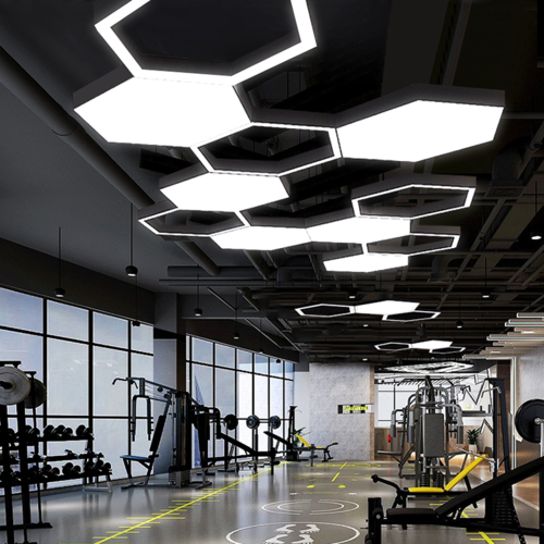 LED六边形吊灯蜂巢造型灯办公室健身房网咖商场店铺工业风吊灯具